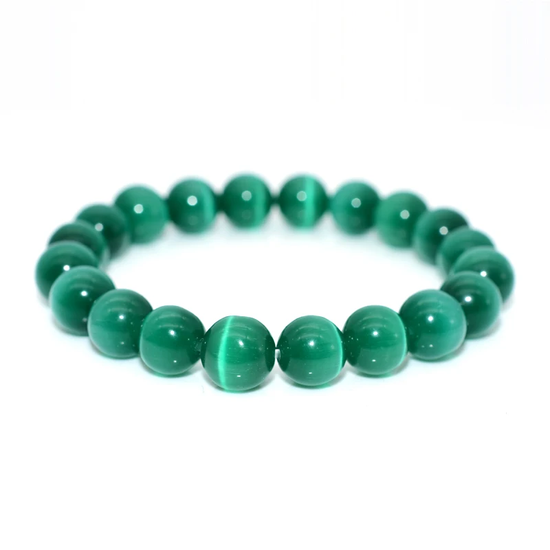 

Trade Insurance 6/8/10mm High Grade Natural Dark Green Cat Eye Bracelet, Picture shows