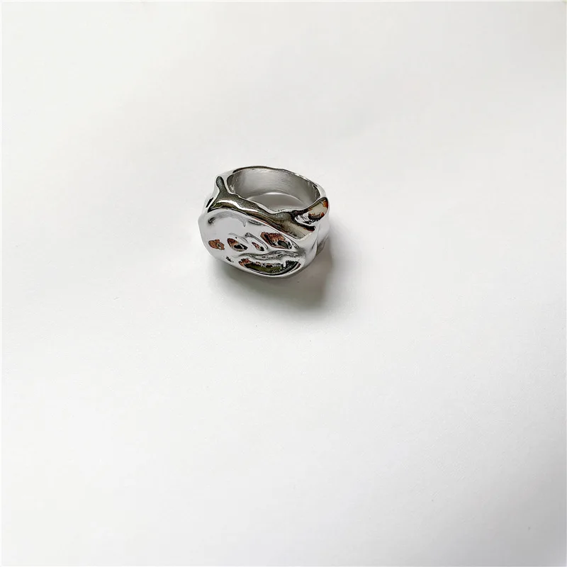 

Trendy Irregular Textured Geometric Simple Ring Silver Color Vintage Minimalist Bamboo Rings For Women Girl Jewelry Gift