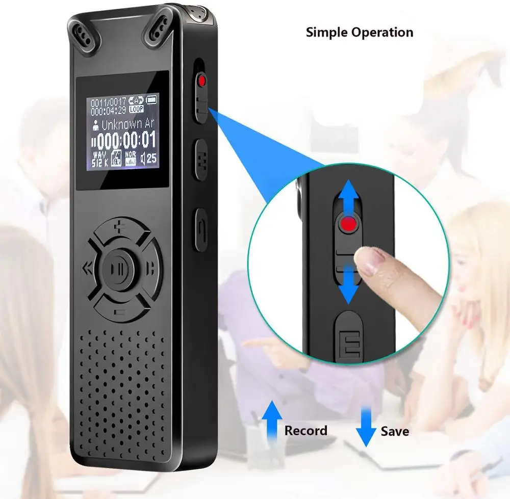 

V91 8GB 8G Digital Voice Active Recorder High-sensitivity Dual Microphone Stereo Recording Dynamic Noise Reduction Audio Format