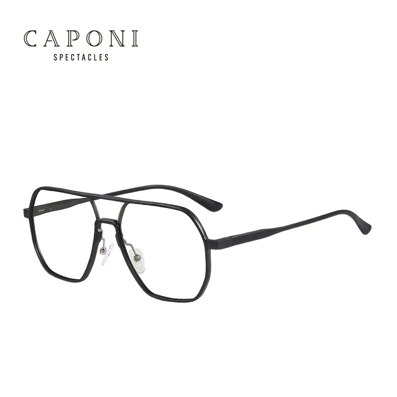 

CAPONI 2021 Fashion Double Bridge Black Blue Light Blocking Glasses For Men