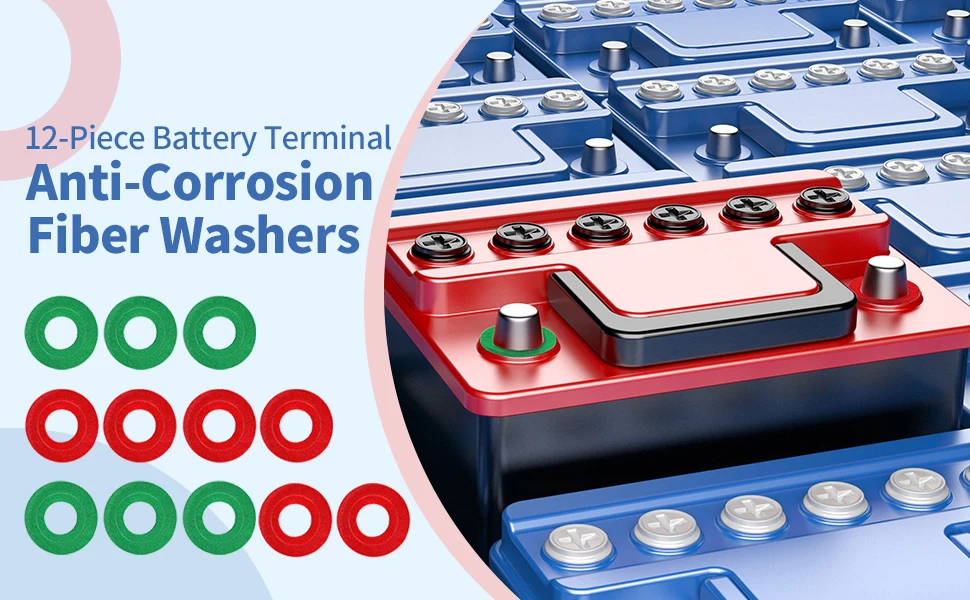 12 Pieces Felt Battery Terminal Anti Corrosion Washers Fiber Battery