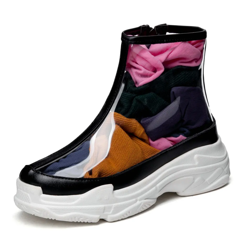 
Fashion Transparent PVC Jelly Women Ankle Boot Casual Wedges Heel Zipper Women Boots Shoes High Quality Boots For Ladies 