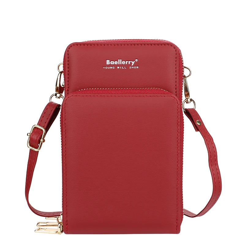 

Baellerry2021 New Women's Bag Fashion Zippered Crossbody Bag Mobile Phone Bag Women's Long Wallet, 9colors for choose