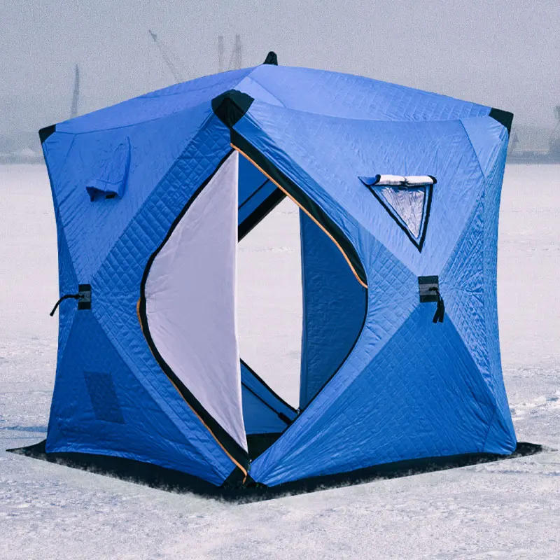 JSJM Winter Waterproof Oxford Fabric Outdoor Hunting Shelter Pop up Three-Season Ice Fishing Tent 180x180x210cm One Bedroom