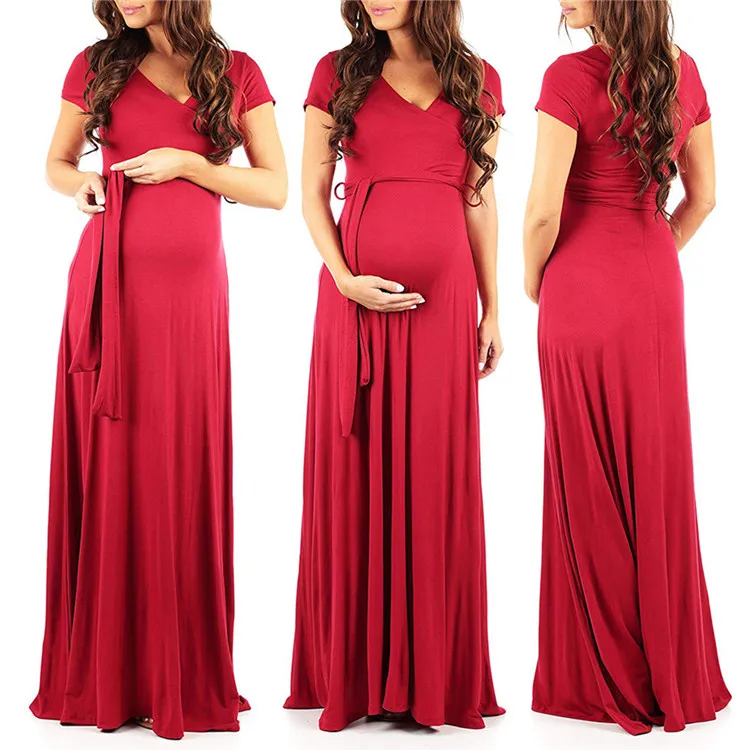 

2020 Pregnancy Clothes Plus Size Solid African Maternity Dress