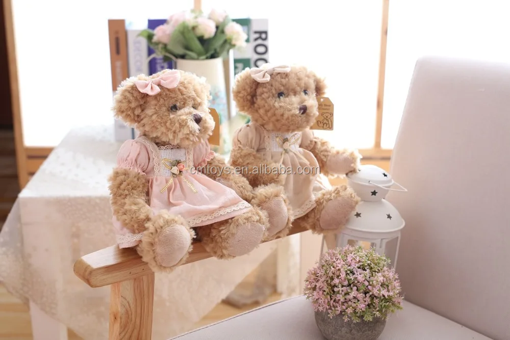 26cm Lovely Couple Teddy Bear With Cloth Plush Toys Dolls