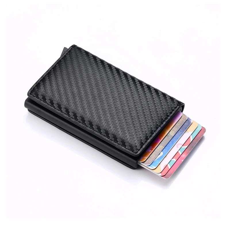 

New Men women smart Credit Bank card holder fashion purse Aluminum alloy Business Casual Mini wallet Brand PU Purse