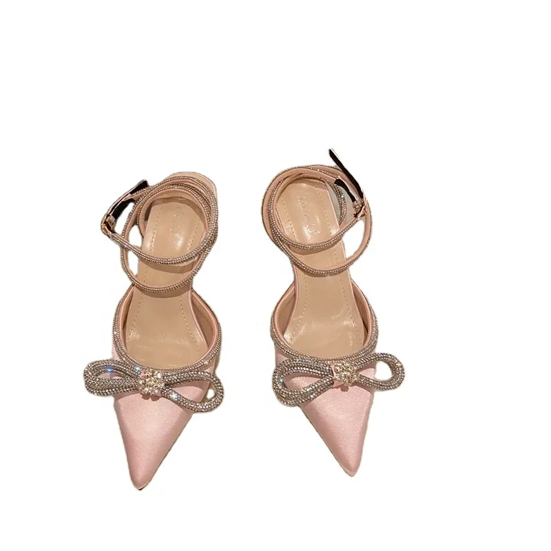 

luxury wholesale ladies Low Thin Heel Sandal Women Satin Fabric Sandals Shoes customize factory