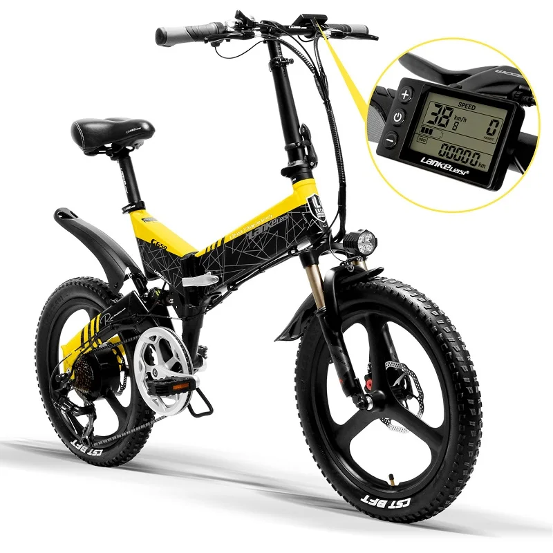 

China supplier 20 inch Foldable Electric Bike LANKELEISI G650 Electric Bicycle 400w motor 14.5AH L G Lithium Battery 48V Ebike, Black&red, black&yellow