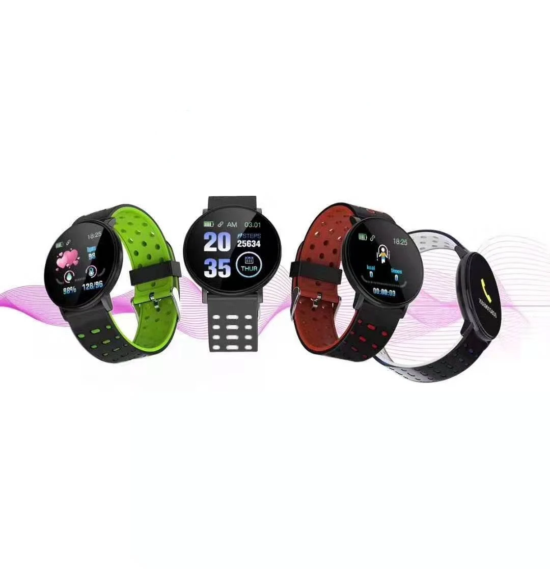 

Smart Watch119plus Heart Rate Sphygmomanometer Step Information Reminder Double Color Strap