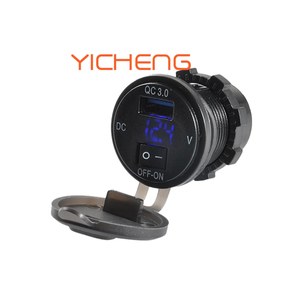 A73 12v 24v Dc Single Qc3.0 Usb Port Battery Voltmeter With Power On