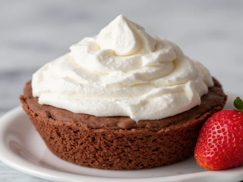 Homemade whipped cream topping chocolate dessert