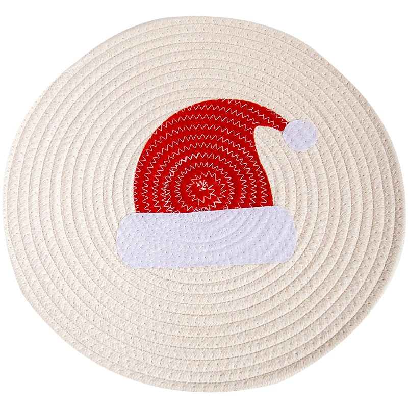 

Japanese hand woven cotton cord anti scald heat insulation home table mat Christmas meal mat bowl mat insulation pad