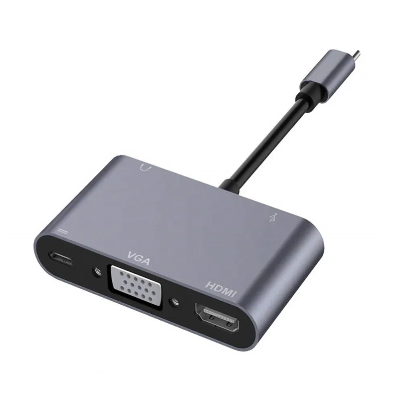 hot selling 5 ports usb 3.1 hub type c to hdmi vga adapter 4K usb type c hub with audio usb and charging for apple sumsung