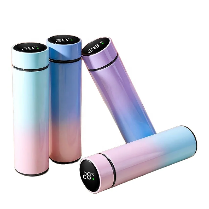 

500ml double wall stainless steel vacuum insulated temperature display wholesale led digital smart color changing cups, Various