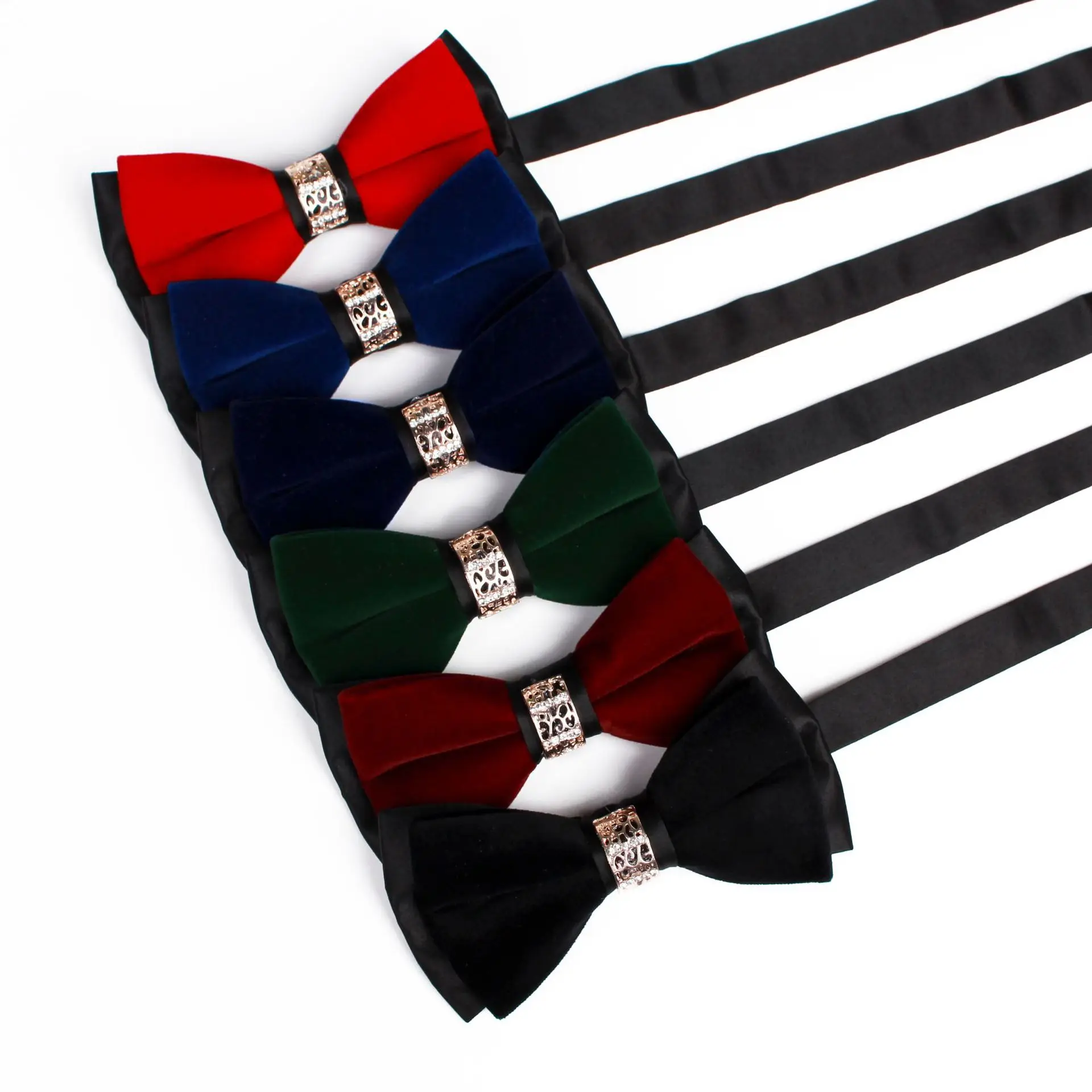 

Black Wedding Fashion Wholesale Large Ties Mens Bowtie Velvet Bow Tie