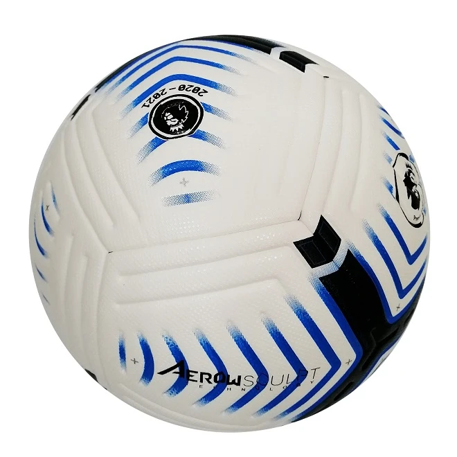

Soccer Football Ball Wholesale Star Bag Custom Oem Logo Good Quality Seamless Football Soccer Ball Match, White and blue