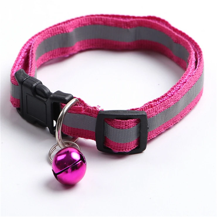 

Christmas Wholesale Custom Luxury Safety Reflective Pet Collar for Cats Small Dogs Adjustable Dog Collars with Bell, 5 colors