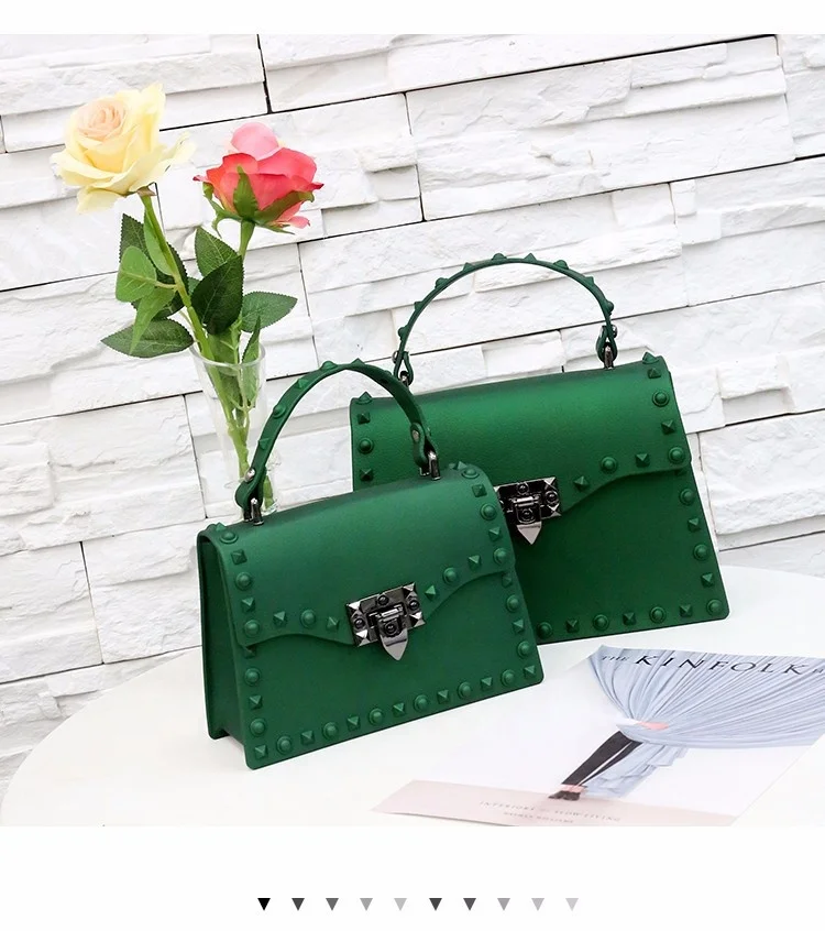 

Matte Frosted Handbag Shoulder Sling Bag Smash Rivet Portable Casual Wild Big, Colorful
