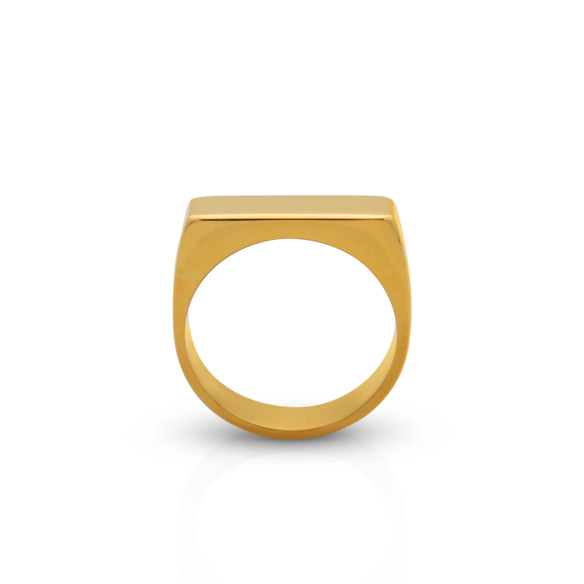 

Chris April in stock fashion jewelry 316L stainless steel pvd gold plated French style Joint glossy square signet ring
