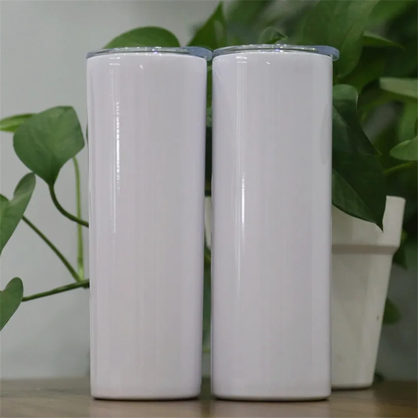 

Best selling Double Wall Insulated Vacuum Sublimation Blanks Stainless Steel 20 oz Straight Skinny Tumblers with Lid and Straw
