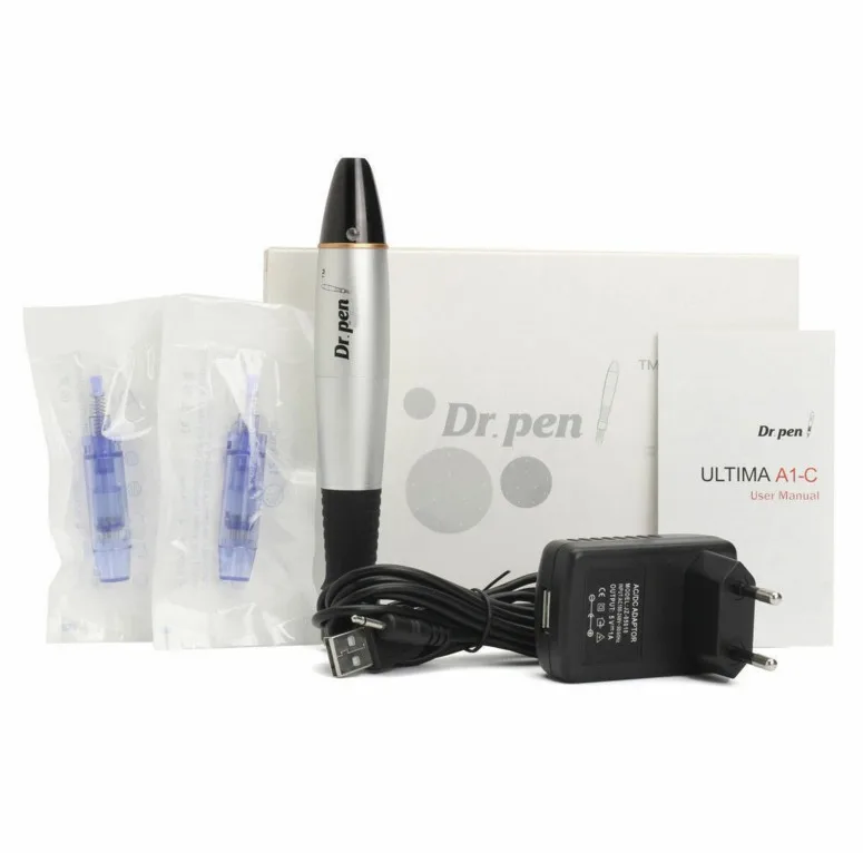 

Electric Derma pen A1-C / A1-W Rechargeable Wireless Dr Pen Auto Microneedle 12pin cartridge, Blue/gray