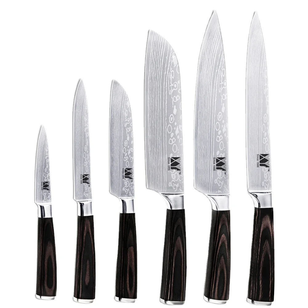 

Color Wood Handle Kitchen Knives Sharp 7Cr17 Stainless Steel Knife 6 Pcs Set Best Cooking Tools