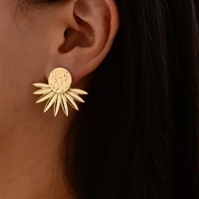 

Bohemian Vintage Jewelry 18K Gold Plated Maple Leaves Earrings Statement Plant Maple Leaf Stud Earrings