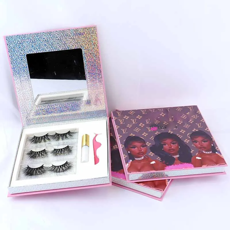 

Gold Supplier Private Label Mink Eyelashes and Custom Boxes 25mm lash book, Natural black