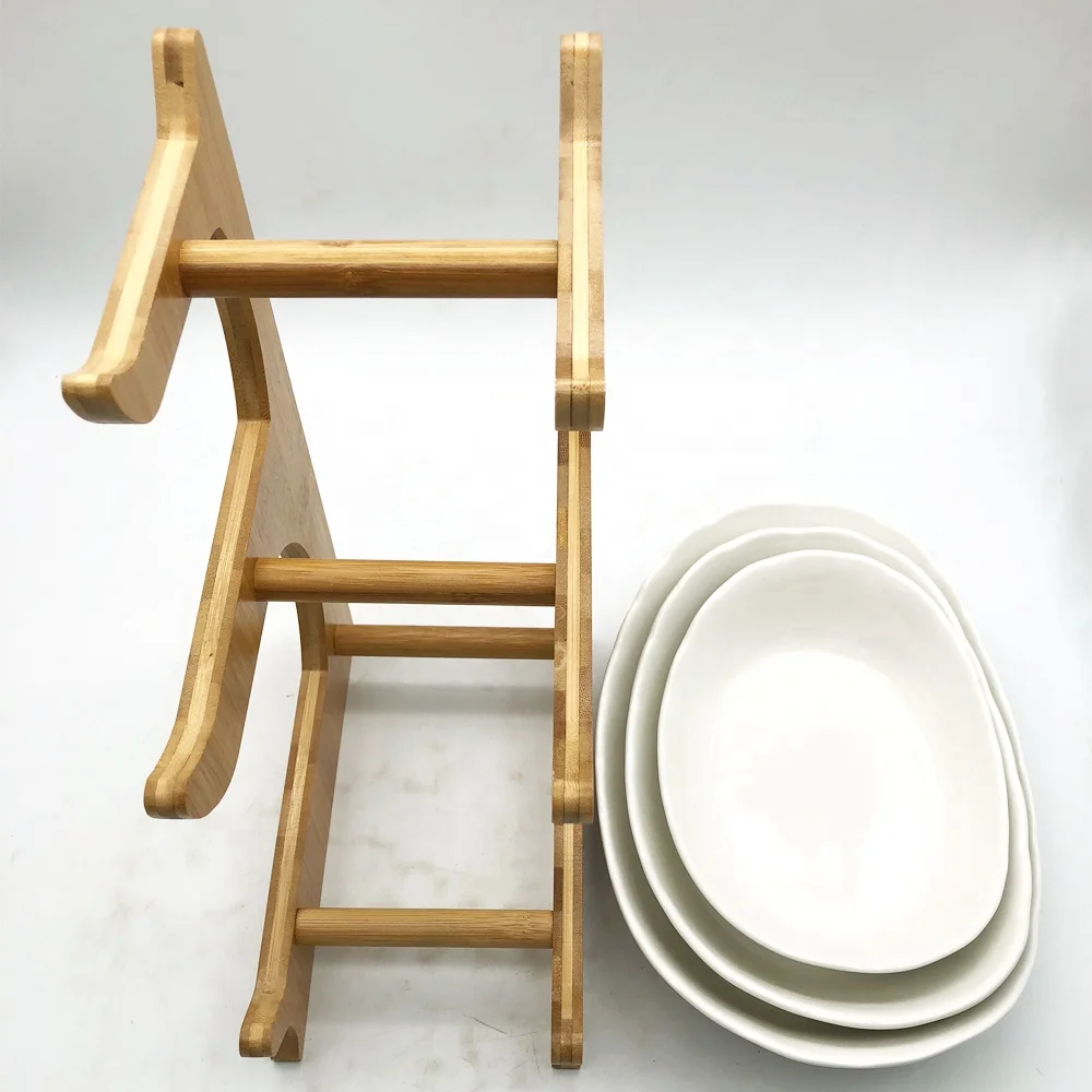 Bamboo Fruit Basket Holder Vegetable Storage Stand with 2 Banana Hooks