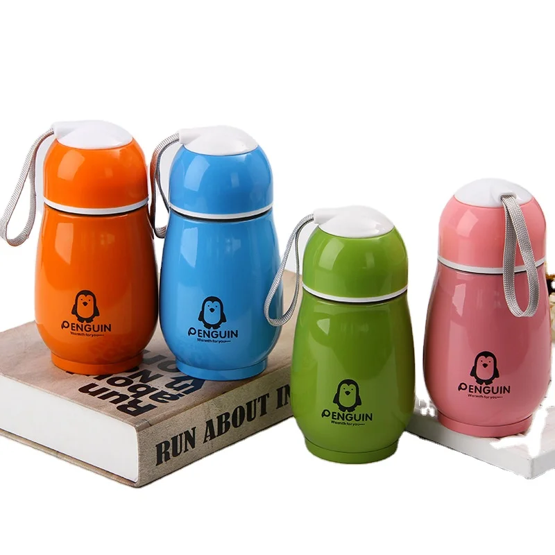 

Creative Stainless Steel Children's Vacuum Flask Portable Pot Belly Insulation Cartoon Korean Cute Thermo With Cup Customized, Pink/blue/green/orange