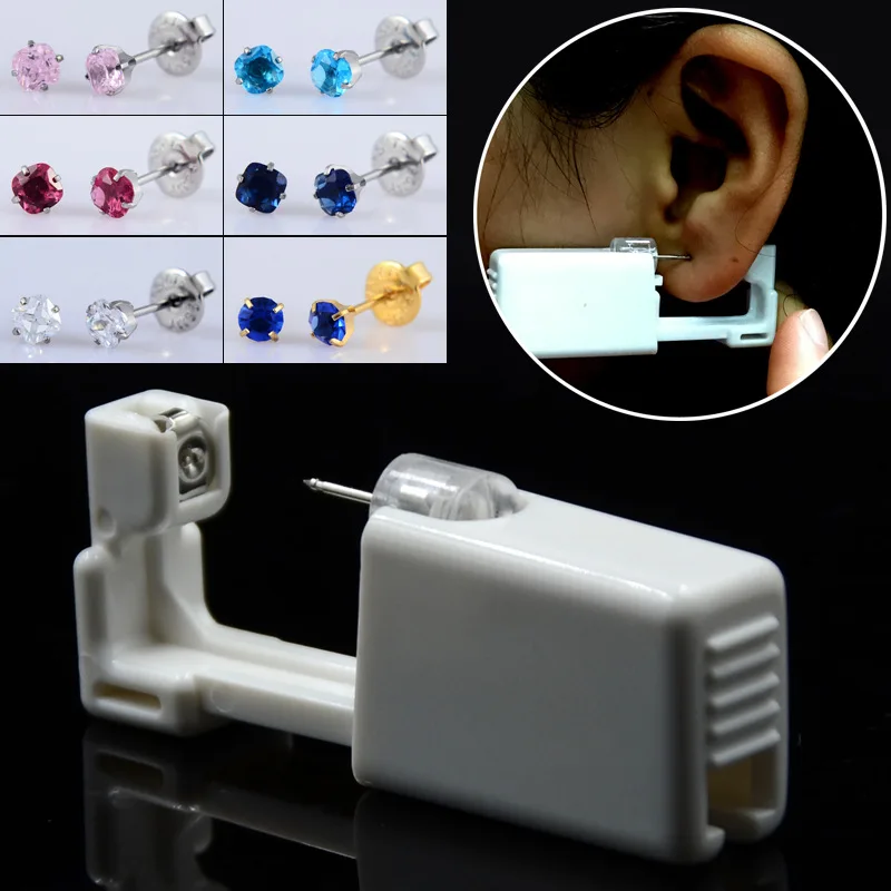 

YW Earring Gun Piercing Disposable Safety Second Generation 1/100 With Moment Tool With Ear Stud Pierce Kit HOT