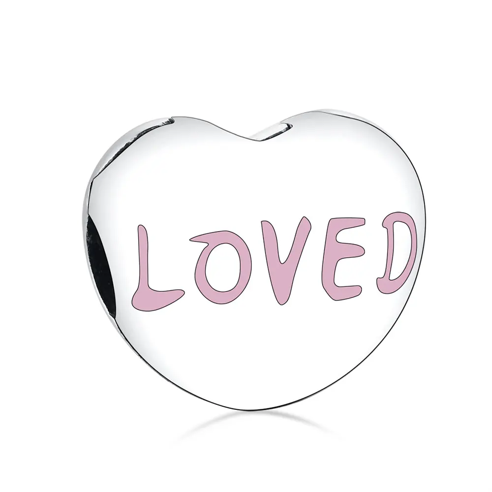 

Wholesale New 925 Sterling Silver Engraved LOVED Heart Clip Beads Charms Fit Original Pandora Bracelet Necklace Jewelry