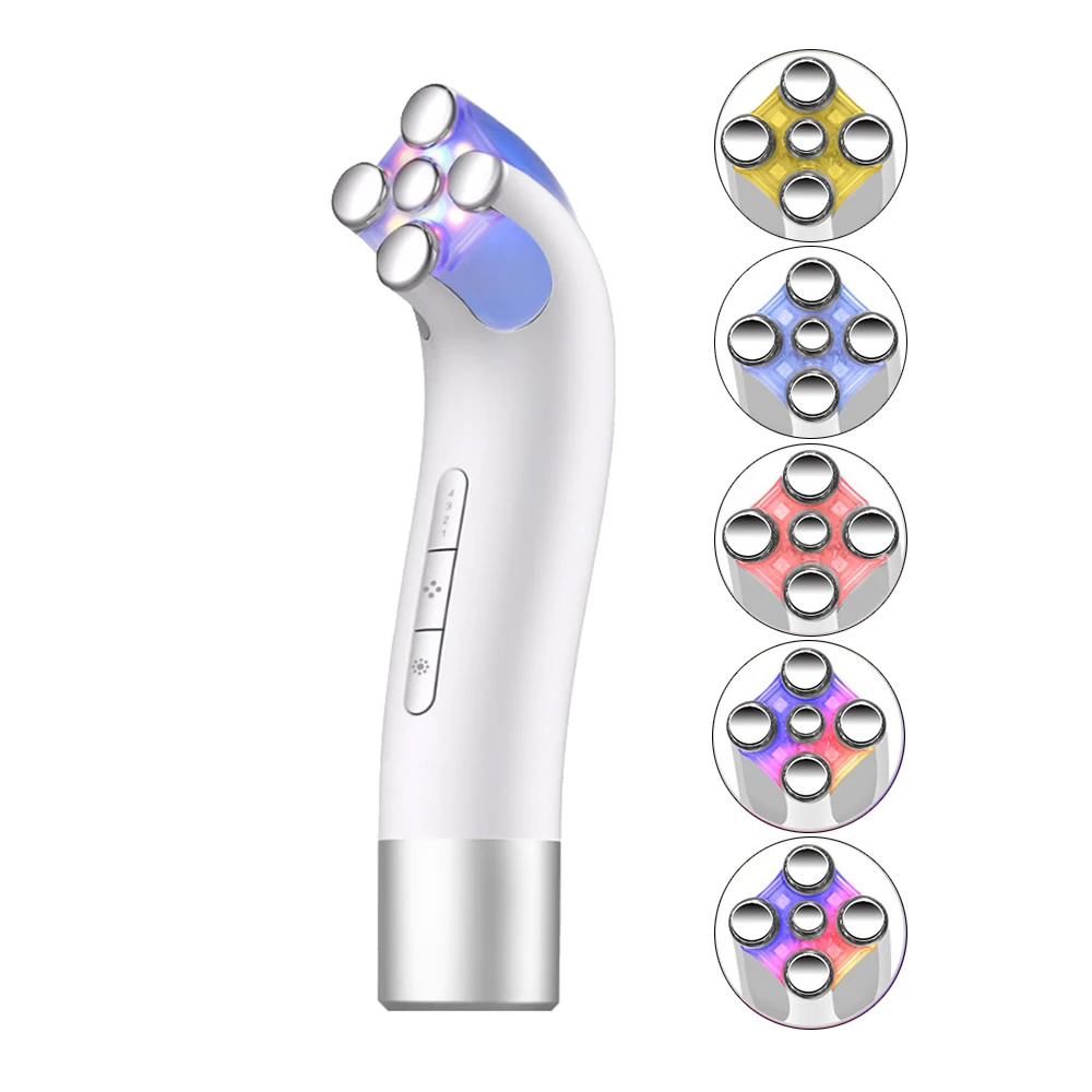 

OEM ODM 5 in 1 EMS Led Lighting Facial Wrinkle Removal Radio Frequency Beauty Device Instrument, White