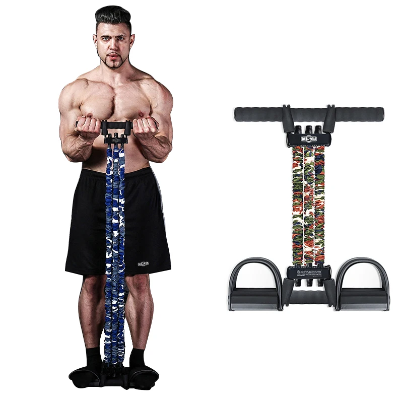 

High Quality Yoga Fitness Machine Pedal Tensioner Sit-up Aids Expander with Resistance Band, Camouflage color