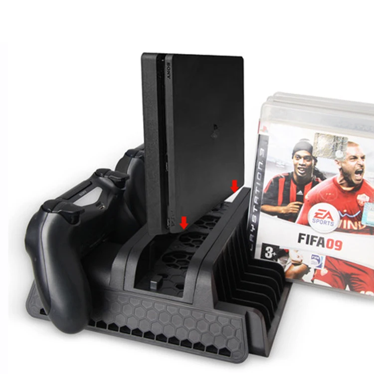 

multifunctional cooling stand for play station 4 charging stand with heat dissipation fans for PS4 Pro Slim, Black