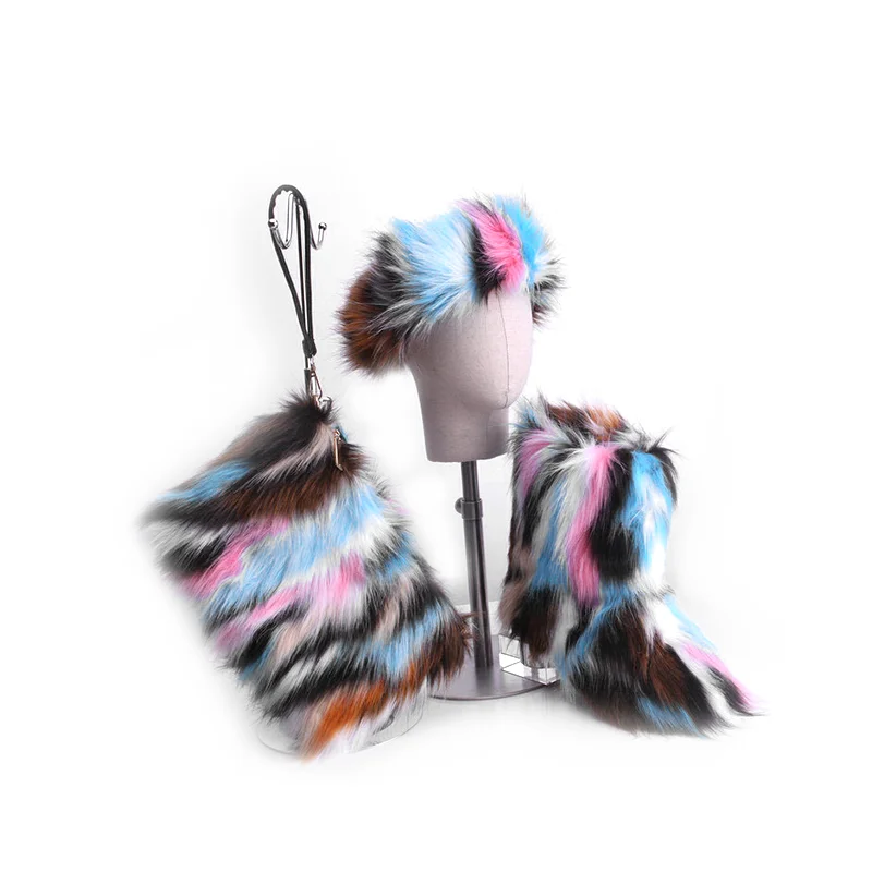 

Cost-effective custom size insulation three-piece faux fur boots, Customized color