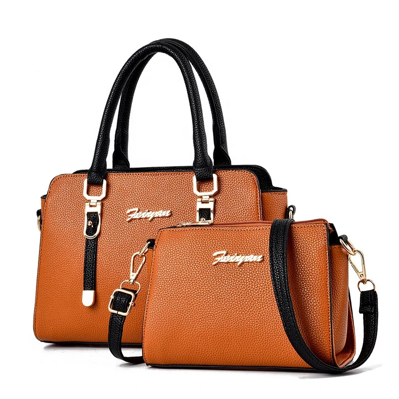 

2Pcs Set Women PU Leather Handbag Shoulder Bag Fashion Messenger Bag Ladies Clutch Purse