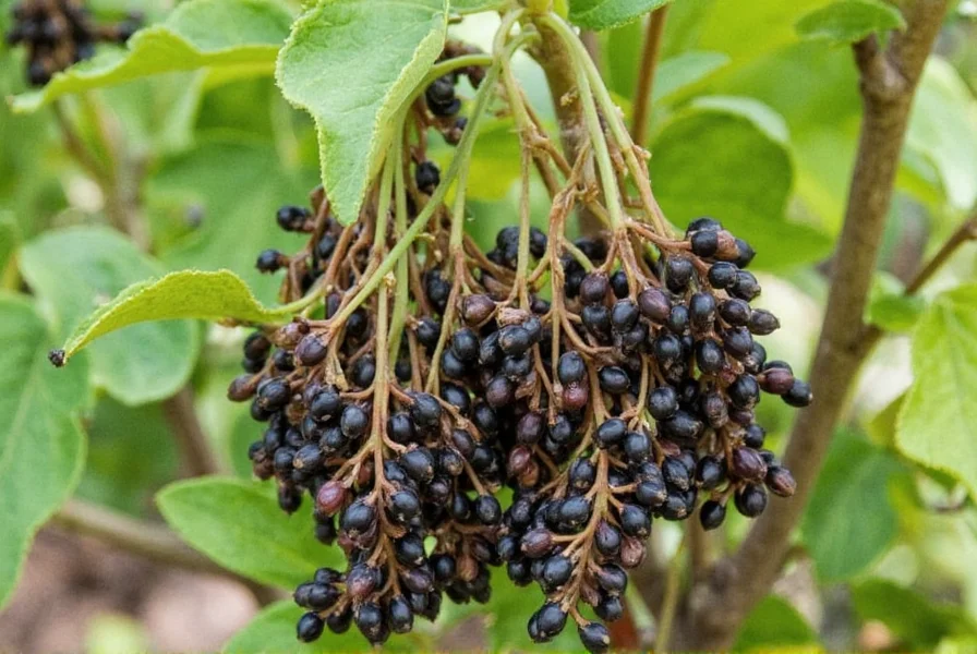 Close-up of Piper nigrum vine showing green, red, and black peppercorns at different ripeness stages
