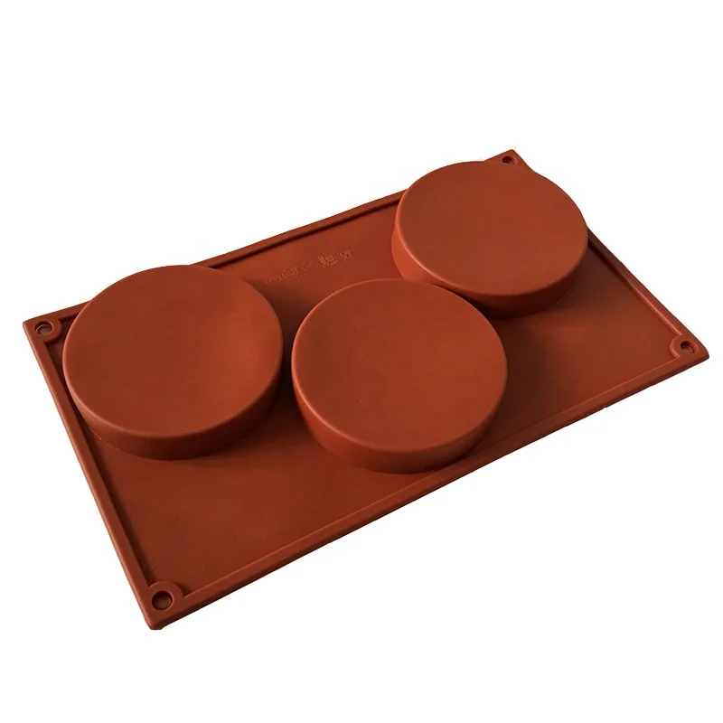 

Custom BPA Free Phthalate Silicone Moldes 3 Holes Big Round Chocolate Mold