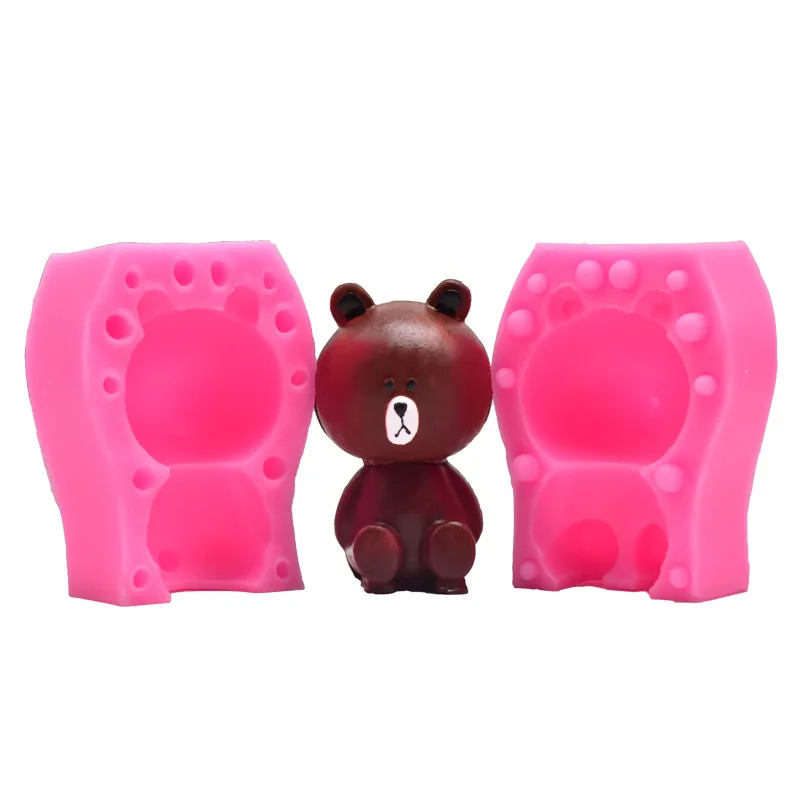 

DIY Baking 3D Brown Bear Mold Ultra Light Clay Silica Gel Mold for Car Fragrant Gypsum Cake Making 3d Crafts Molds for Chcolate