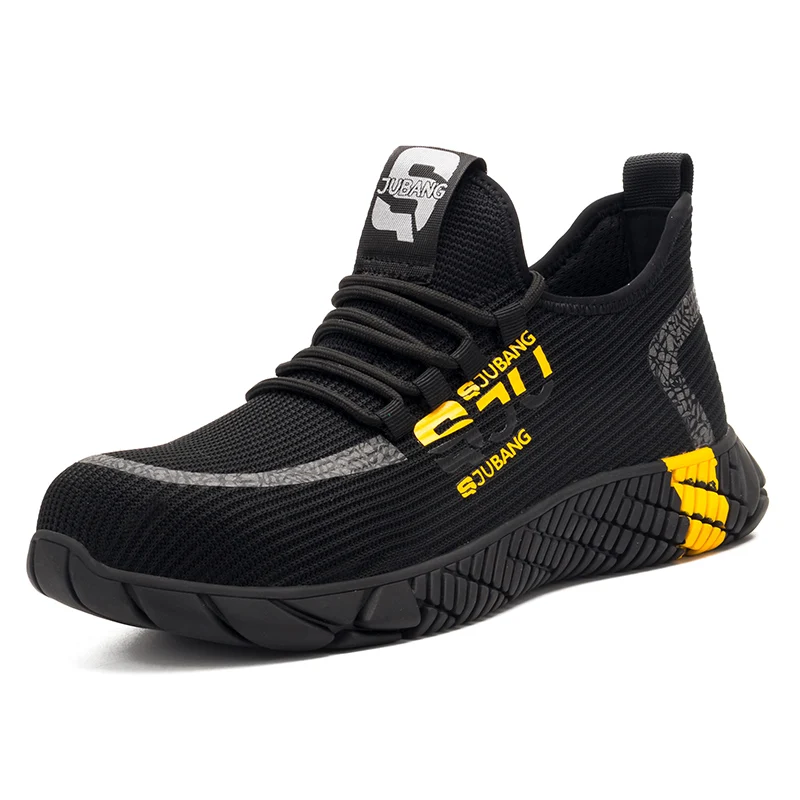 

Outdoor Work Anti-slip Puncture Anti-smashing Breathable Boots Men Steel Toe Safety Shoes, Black green