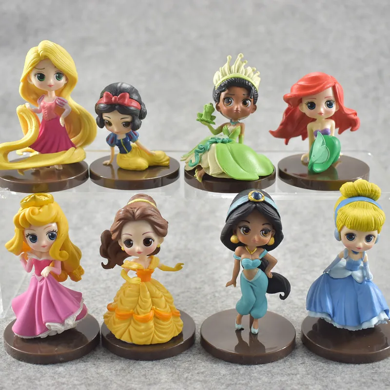 

7cm 8pcs Kawaii Anime High Quality Pvc Action Figures Cute Cartoon Mini Princess frozen elsa Toys Models Girls, Colorful