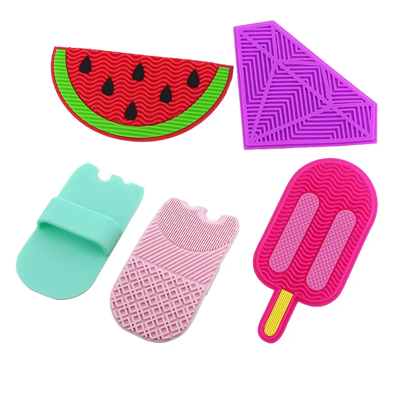 

Silicone Makeup Brush Cleaner Pad Make Up Washing Brush Cleaning Mat Hand Tool Foundation Makeup Brush Scrubber Board, Pink, mint, rose, purple, black, yellow, red