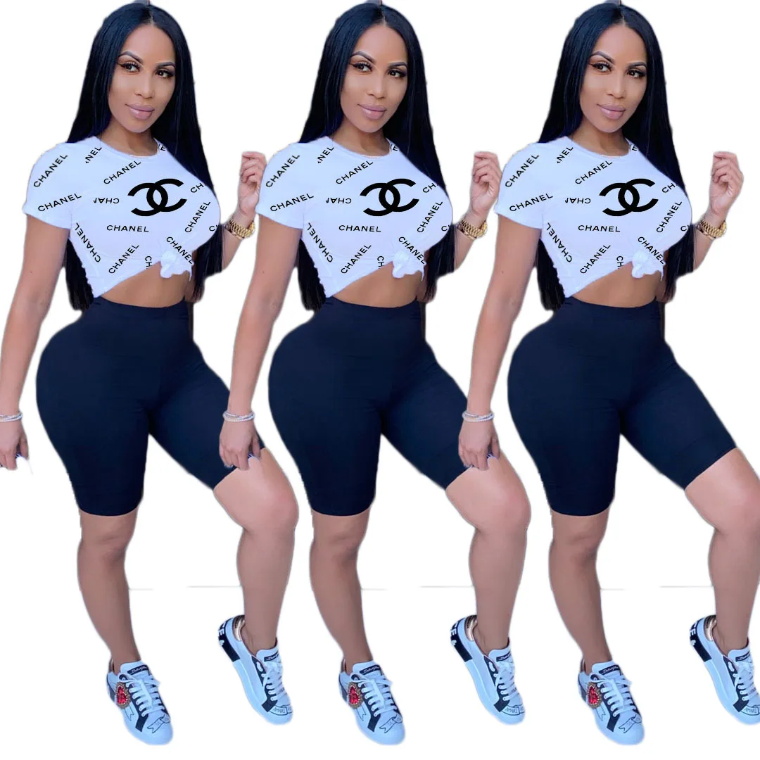 

Wholesale outfits 2021 women 2 piece short sets printing casual short sets for women, Picture