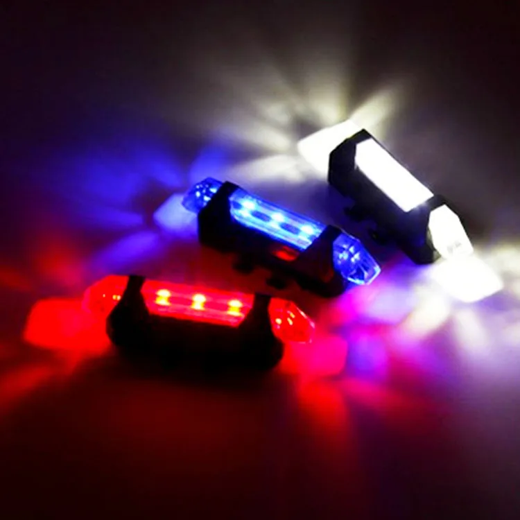 

2021 New USB Rechargeable Front White Bicycle Light Waterproof 4 Modes Bike Red Tail LED Light Set, Red/blue/white