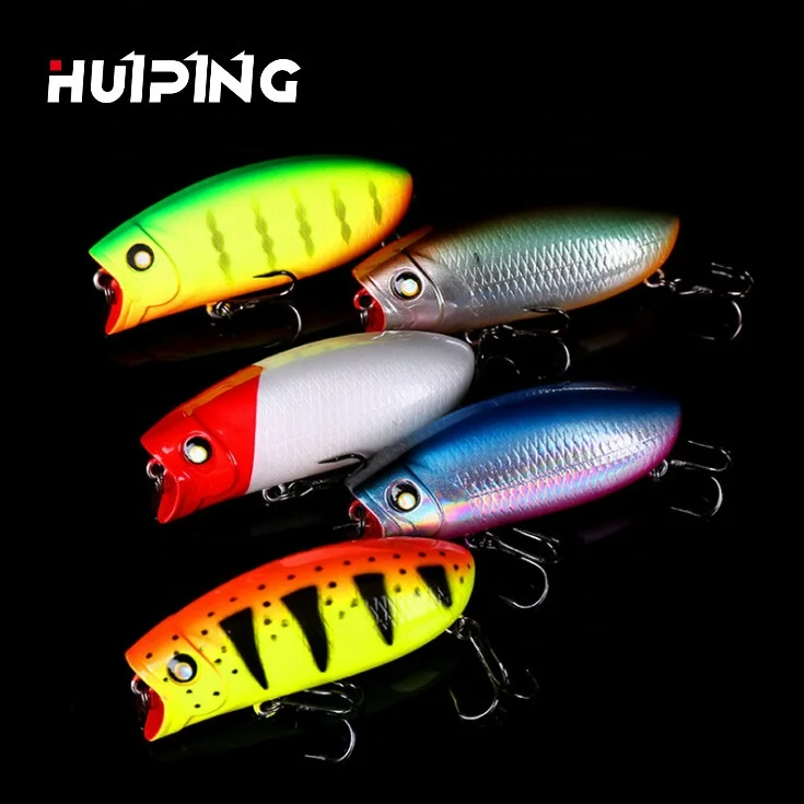 

HUIPING 60mm 9.5g Floating Popper Fishing Lures Topwater Hard Bait P019, 5 colors