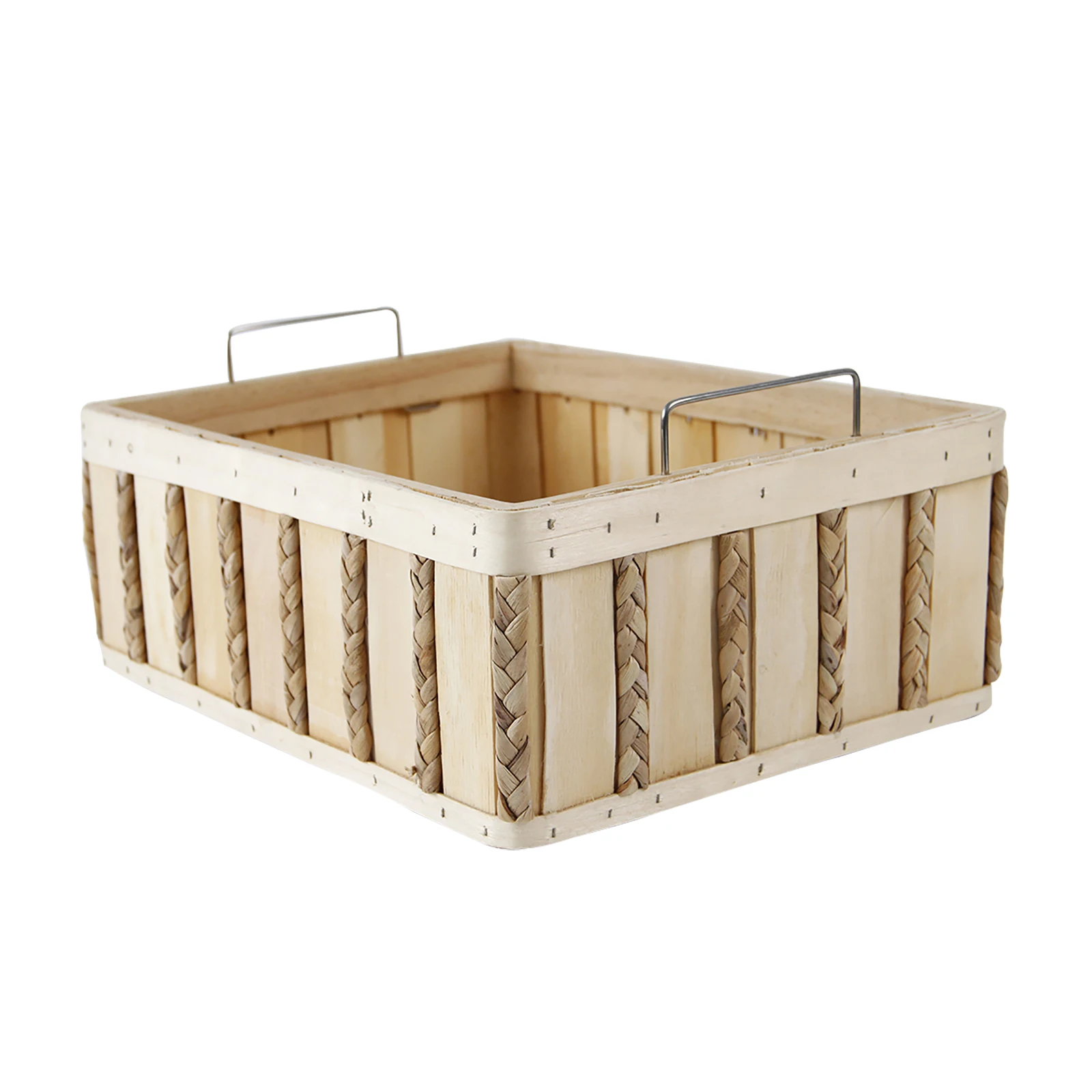 

wood chip state wood chip bottom iron handle shrink cucurbita Storage Basket, Customized color