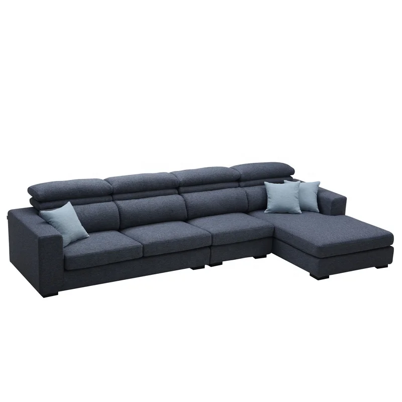 Dark Grey Sectional L Shape Couch Living Room Corner Sofa Set For