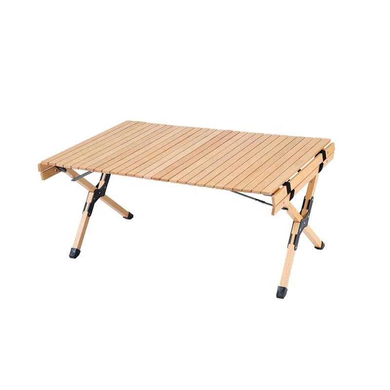 
HE 107, Manufactory Wholesale Portable Beech Wood Camping Picnic Table Outdoor Roll Up Camping Dining Tables With Carry Bag  (62375542349)